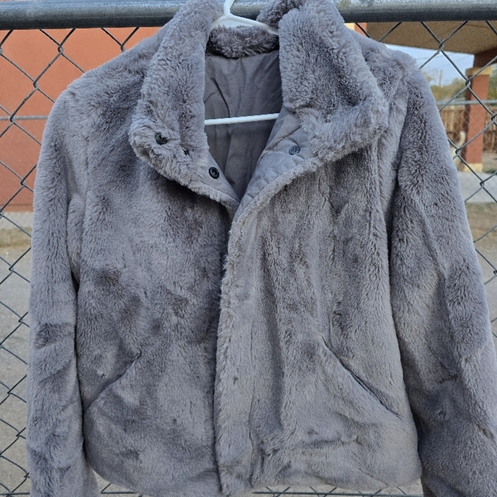 Gray Faux Fur Jacket